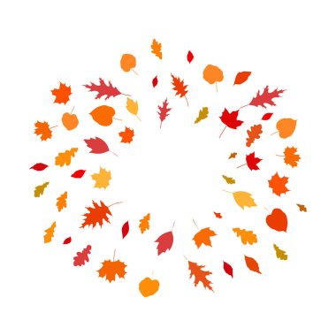 Sonbahar yapraklı yuvarlak çerçeve şablonu, kopyalama alanı, stok vektosu