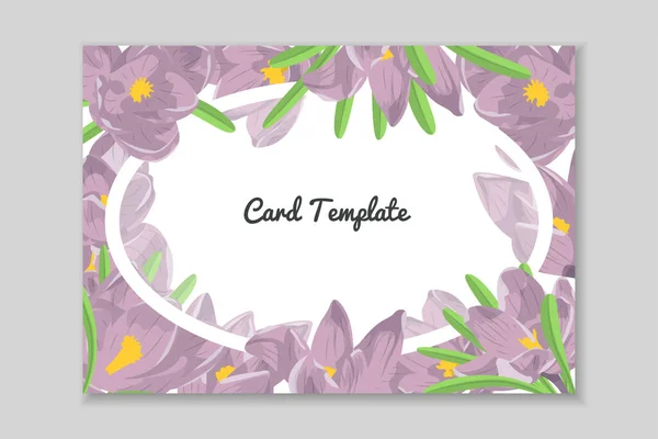 Quadro Cartão Retangular Com Mão Violeta Desenhado Arranjo Flor Croco — Vetor de Stock