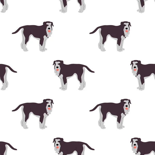 Wiederholen Sie nahtlose Muster mit flachen Stil niedlichen Terrier-Hunden auf weißem Hintergrund. Aktienvektor — Stockvektor