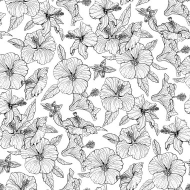 Beyaz arka planda el yapımı amber çiçekleri olan tek renkli çiçeksiz desen. Stok vektörü