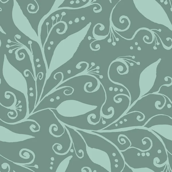 El çizimi soyut tek renkli mavi botanik dikişsiz desen ve pürüzlü kenarlar yeşillik. Kırsal çiçekli siluetler Duvar kağıdını tekrarlıyor.