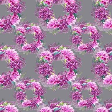 Şakayık çiçekleri ile sorunsuz arka plan. Sulu boya resim. Grafik el çekilmiş çiçek desenli. Tekstil kumaş tasarım.