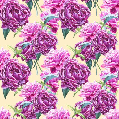 Şakayık çiçekleri ile sorunsuz arka plan. Sulu boya resim. Grafik el çekilmiş çiçek desenli. Tekstil kumaş tasarım.