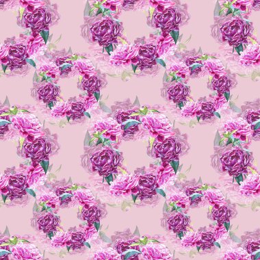 Şakayık çiçekleri ile sorunsuz arka plan. Sulu boya resim. Grafik el çekilmiş çiçek desenli. Tekstil kumaş tasarım.