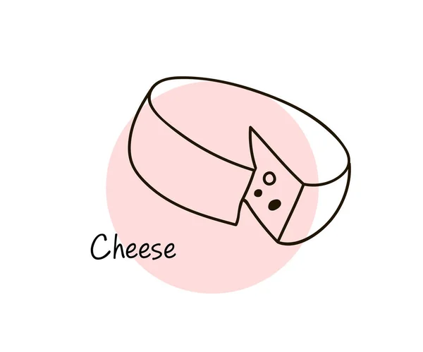 チーズ。ライン アート グラフィック。レストランのテンプレートです。ベクトル図 — ストックベクタ