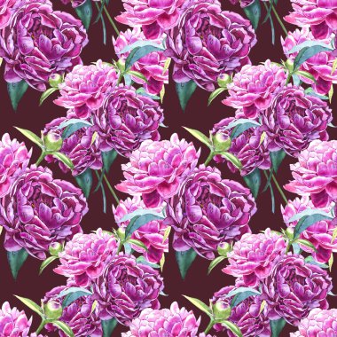 Şakayık çiçekleri ile sorunsuz arka plan. Sulu boya resim. Grafik el çekilmiş çiçek desenli. Tekstil kumaş tasarım.