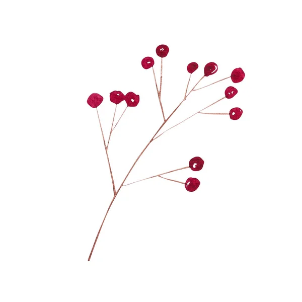 Ręcznie rysowane malarstwo akwarela jesień jagód na białym tle. Akwarela, ilustracja. — Zdjęcie stockowe