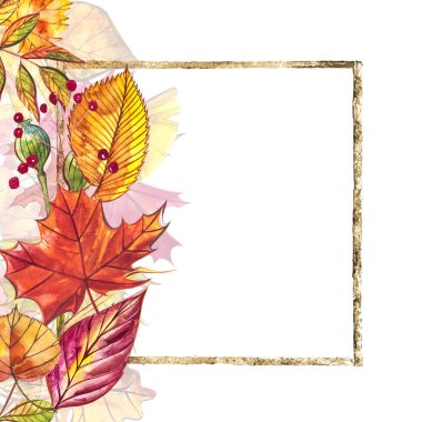 Sonbahar şablon arka plan. Mevsimlik illustrations.web banner template.watercolor illüstrasyon.