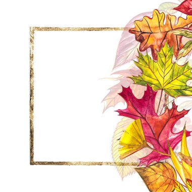 Sonbahar şablon arka plan. Mevsimlik illustrations.web banner template.watercolor illüstrasyon.