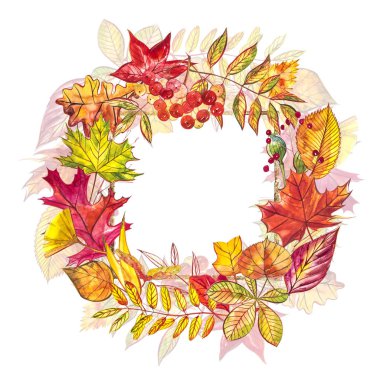 Sonbahar şablon arka plan. Mevsimlik illustrations.web banner template.watercolor illüstrasyon.