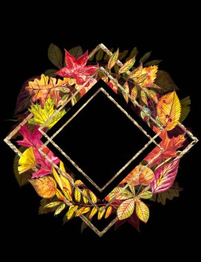 Sonbahar şablon arka plan. Mevsimlik illustrations.web banner template.watercolor illüstrasyon