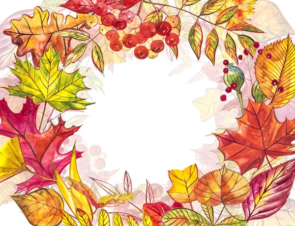 Herbst-Vorlage Hintergrund. saisonale Abbildungen .web banner template.watercolor illustration. — Stockfoto