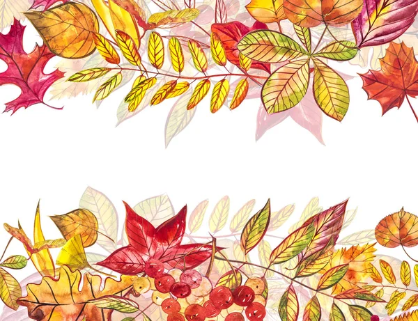 Modèle d'automne fond. Illustrations saisonnières.bannière web template.aquarelle illustration . — Photo