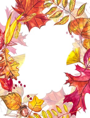 Sonbahar şablon arka plan. Mevsimlik illüstrasyonlar. Web banner şablon. Suluboya resim.