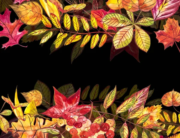 Autumn template background. Seasonal illustrations.web banner template.watercolor illustration. — Stock Photo, Image