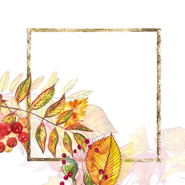 Sonbahar şablon arka plan. Mevsimlik illustrations.web banner template.watercolor illüstrasyon.