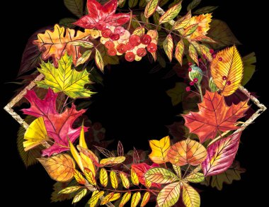 Sonbahar şablon arka plan. Mevsimlik illustrations.web banner template.watercolor illüstrasyon.