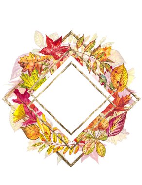 Sonbahar şablon arka plan. Mevsimlik illustrations.web banner template.watercolor illüstrasyon.