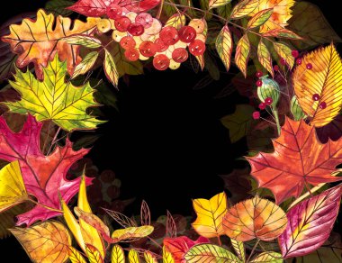 Sonbahar şablon arka plan. Mevsimlik illustrations.web banner template.watercolor illüstrasyon.