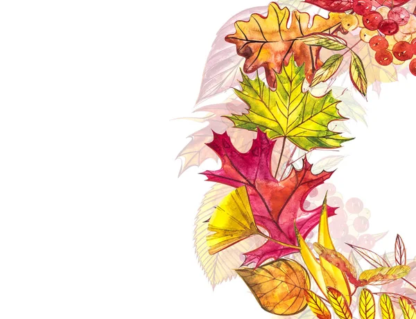 Herbst-Vorlage Hintergrund. saisonale Abbildungen .web banner template.watercolor illustration. — Stockfoto