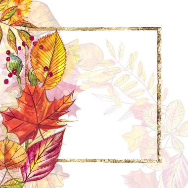 Sonbahar şablon arka plan. Mevsimlik illustrations.web banner template.watercolor illüstrasyon.