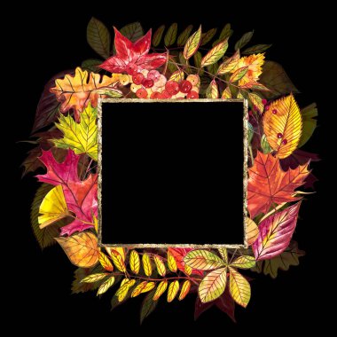 Sonbahar şablon arka plan. Mevsimlik illustrations.web banner template.watercolor illüstrasyon.