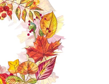 Sonbahar şablon arka plan. Mevsimlik illustrations.web banner template.watercolor illüstrasyon.