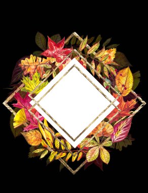 Sonbahar şablon arka plan. Mevsimlik illustrations.web banner template.watercolor illüstrasyon.