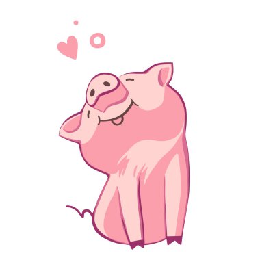 Komik domuz. Beyaz izole. Sevimli vektör çizim. Çince takvim yılında sembolü.