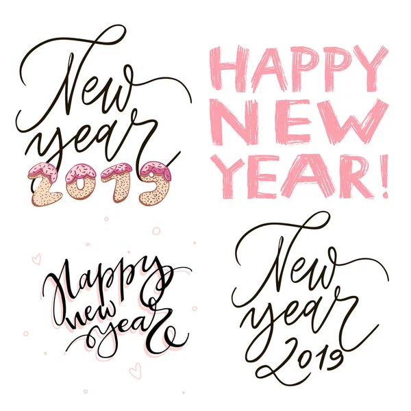 Letras creativas de Año Nuevo 2019. Aislado. Ilustración vectorial. Feliz Año Nuevo . — Vector de stock