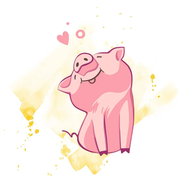 Lustiges Schwein. isoliert auf weiß. niedliche Vektorillustration. Symbol des Jahres im chinesischen Kalender. — Stockvektor