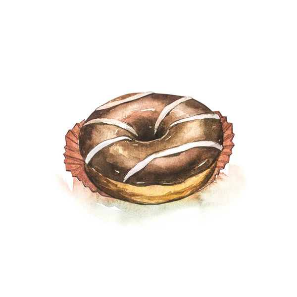 Aquarel illustraties donut geïsoleerd op witte achtergrond. — Stockfoto