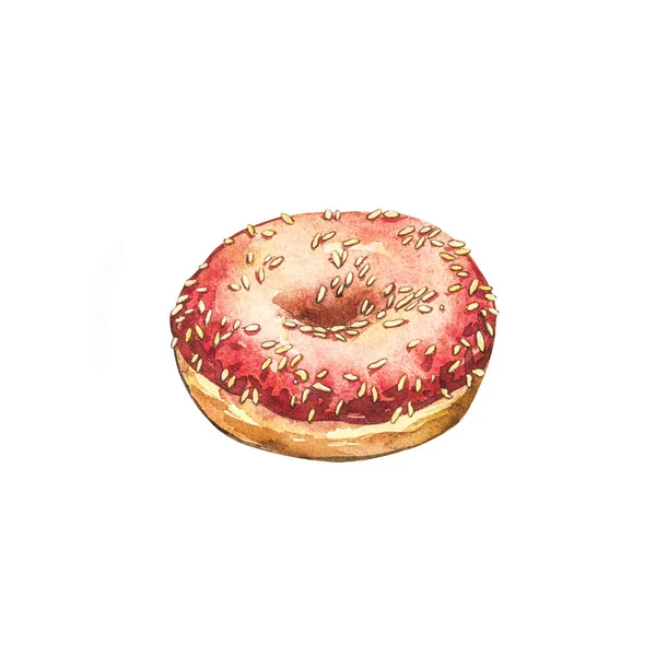 Акварельні ілюстрації пончика ізольовані на білому тлі . — стокове фото