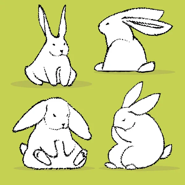 Collection of some cute rabbits, hand draw illustration. Draw vector illustration set character design of cute rabbit. — Stock Vector