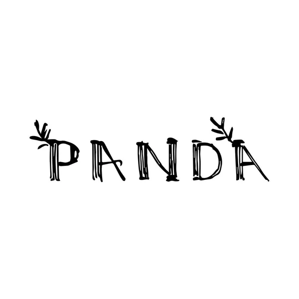 Panda letters in grafische stijl. Vector hand getekende illustratie. — Stockvector