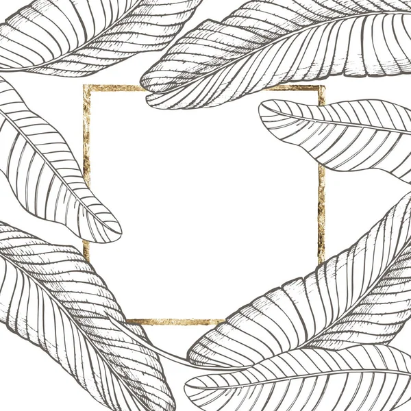 Zomer tropische bladeren ontwerp. Bloemen achtergrond illustratie. Uitnodiging of kaart ontwerp met jungle bladeren. — Stockfoto