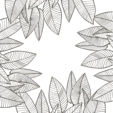 Yaz tropik yapraklar tasarımı. Çiçek arkaplan çizimi. Orman yapraklı davetiye ya da kart tasarımı.