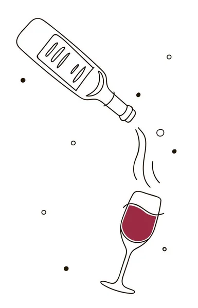 Σύνθεση του κρασιού. Γραμμή τέχνης γραφικό. Πρότυπο εστιατόριο. Απεικόνιση γραμμή. — Φωτογραφία Αρχείου