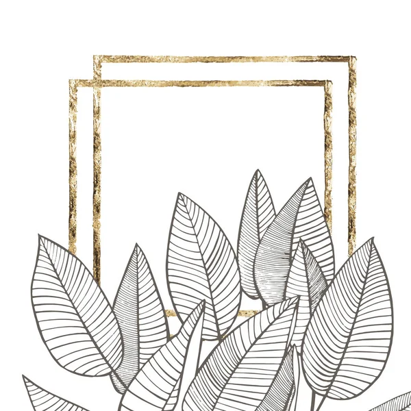 Sommar tropiska blad design. Blommig bakgrund illustration. Inbjudan eller kort design med djungel blad. — Stockfoto