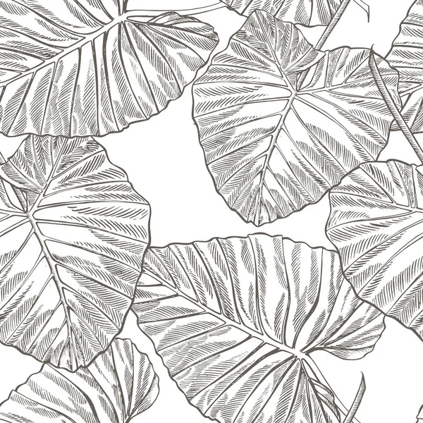 Selva deja un fondo de patrón floral sin costuras. Fondo de hojas de palma tropical. Ilustración gráfica en estilo moderno . —  Fotos de Stock