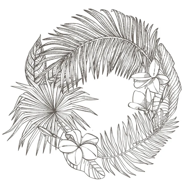 Hojas de palma tropical. Plantilla de diseño Ilustración gráfica . — Foto de Stock
