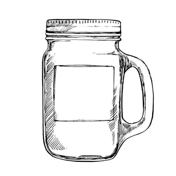 Isoleted dricksglas med lock av rostfritt stål. Grafisk hand dras målade illustration. Plats för text. — Stockfoto