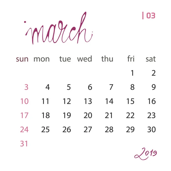 Calendar template set voor 2019 jaar in een bestand. Business Organizer ontwerpelement voor afdrukken of toepassingen. Regelmatige intervallen. — Stockfoto