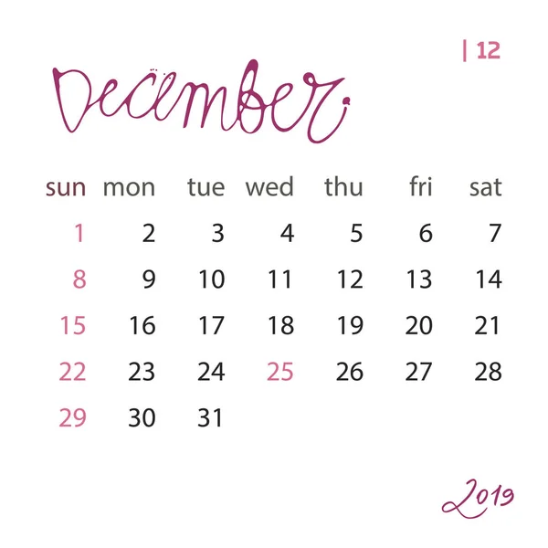 Kalendermall inställd för 2019 år i en fil. Affärs organisatörens design element för utskrift eller program. Med jämna mellanrum. — Stockfoto
