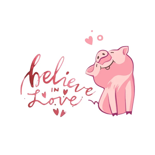 Glückliche Schweine mit Liebesbriefen, Geschenke zum Valentinstag auf weißem Hintergrund. — Stockfoto