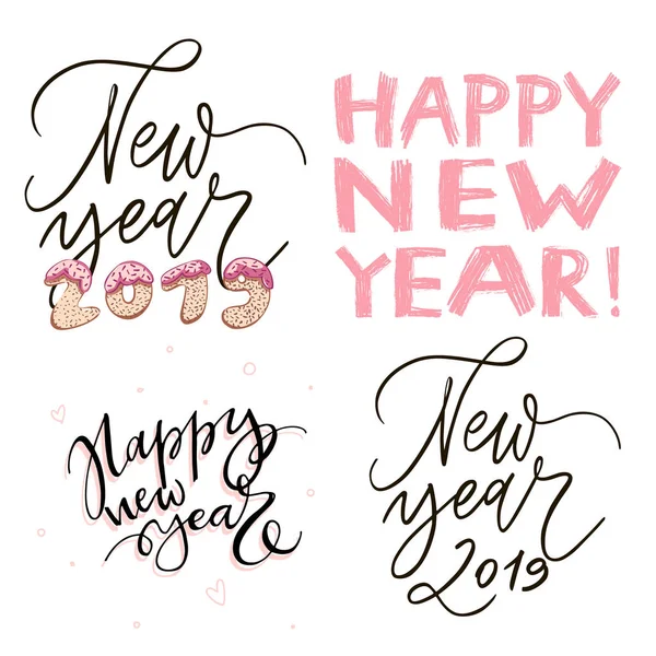 Letras creativas de Año Nuevo 2019. Aislado. Ilustración artística. Feliz Año Nuevo . — Foto de Stock