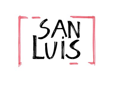 Tropik yaprakları ile tipografi sloganı. T gömlek baskı için el çizilmiş San Luis.