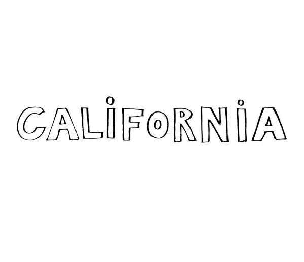 Slogan typografii z liści tropikalnych. Ręcznie rysowane California do druku t shirt. — Zdjęcie stockowe