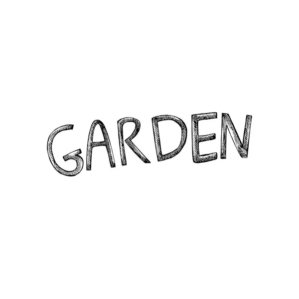 Word- Giardino. Illustrazione grafico del tema giardino. Isolato su sfondo bianco . — Foto Stock