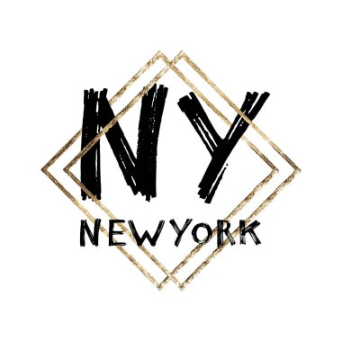 Tropik yaprakları ile tipografi sloganı. T shirt baskı için el çizilmiş New York.